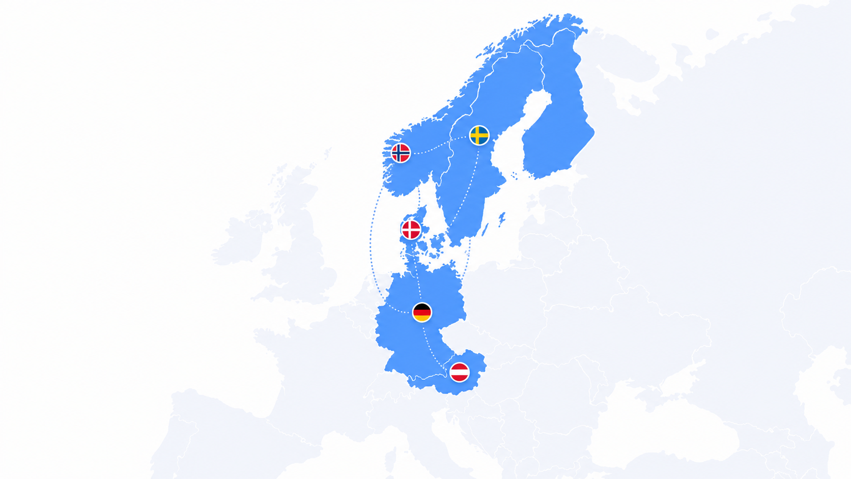 Mapa našich hlavních přepravních tras mezi ČR, Slovenskem, Rakouskem a Dánskem